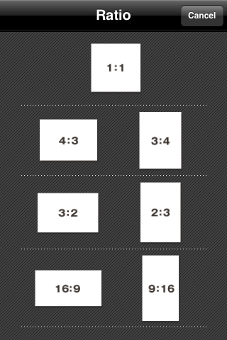 Selecting menu of Aspect ratio